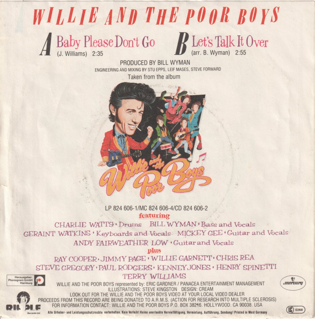 Willie And The Poor Boys - Baby Please Don't Go - 7 Inch