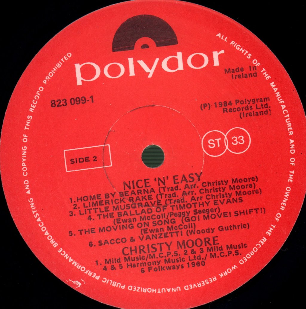 Christy Moore - Nice 'N Easy - Lp