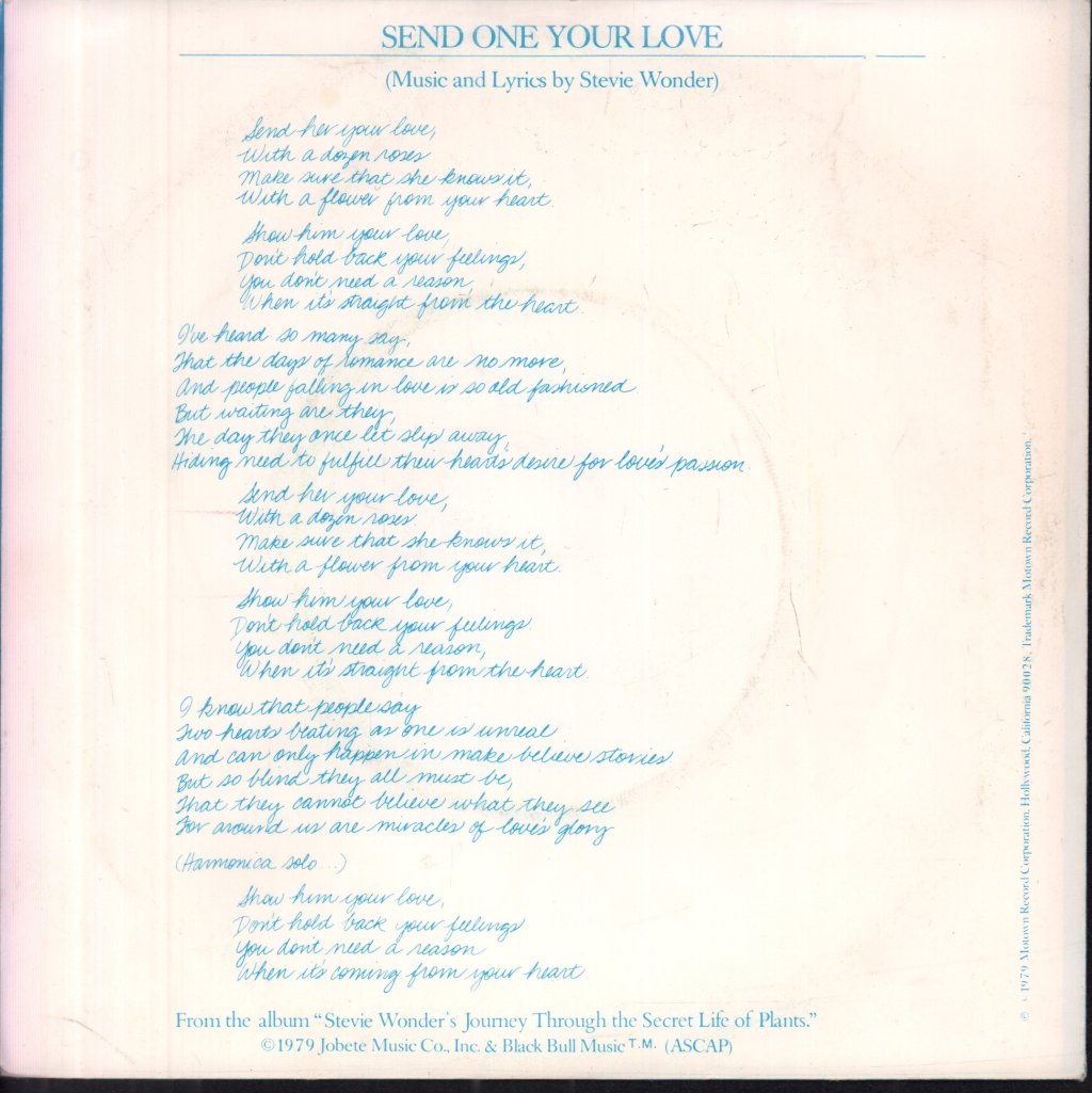 Stevie Wonder - Send One Your Love - 7 Inch