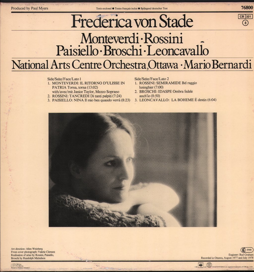 Frederica von Stade / National Arts Centre Orchestra / Mario Bernardi - Frederica von Stade . Bernardi - Lp
