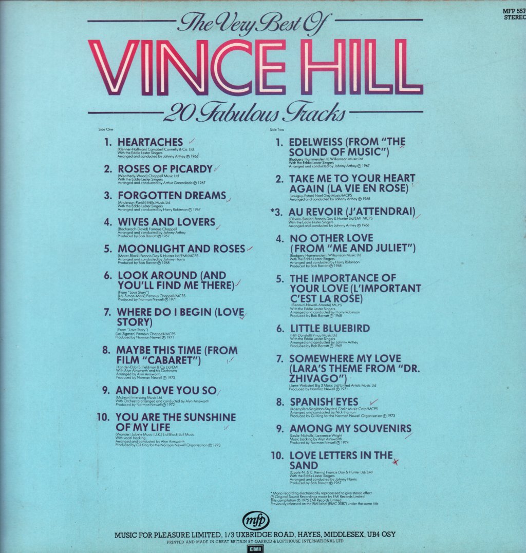 Vince Hill - Very Best Of - Lp