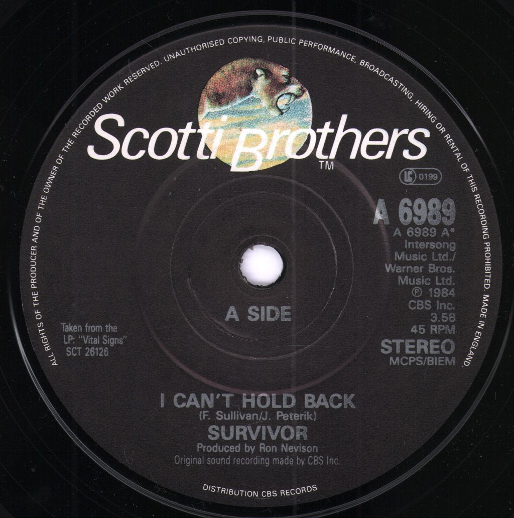 Survivor (AOR Group) - I Can't Hold Back - 7 Inch