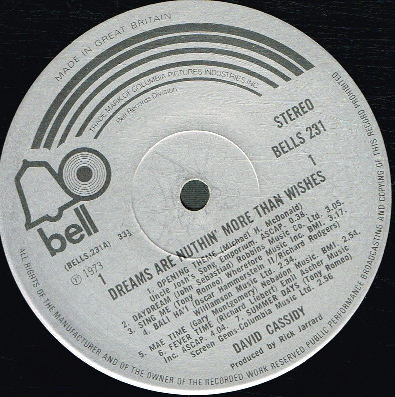 David Cassidy - Dreams Are Nuthin' More Than Wishes - Lp