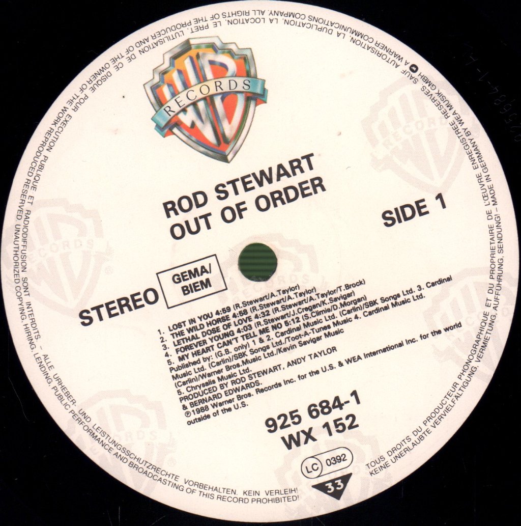 Rod Stewart - Out Of Order - Lp