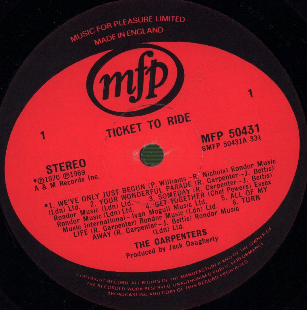 Carpenters - Ticket To Ride - Lp