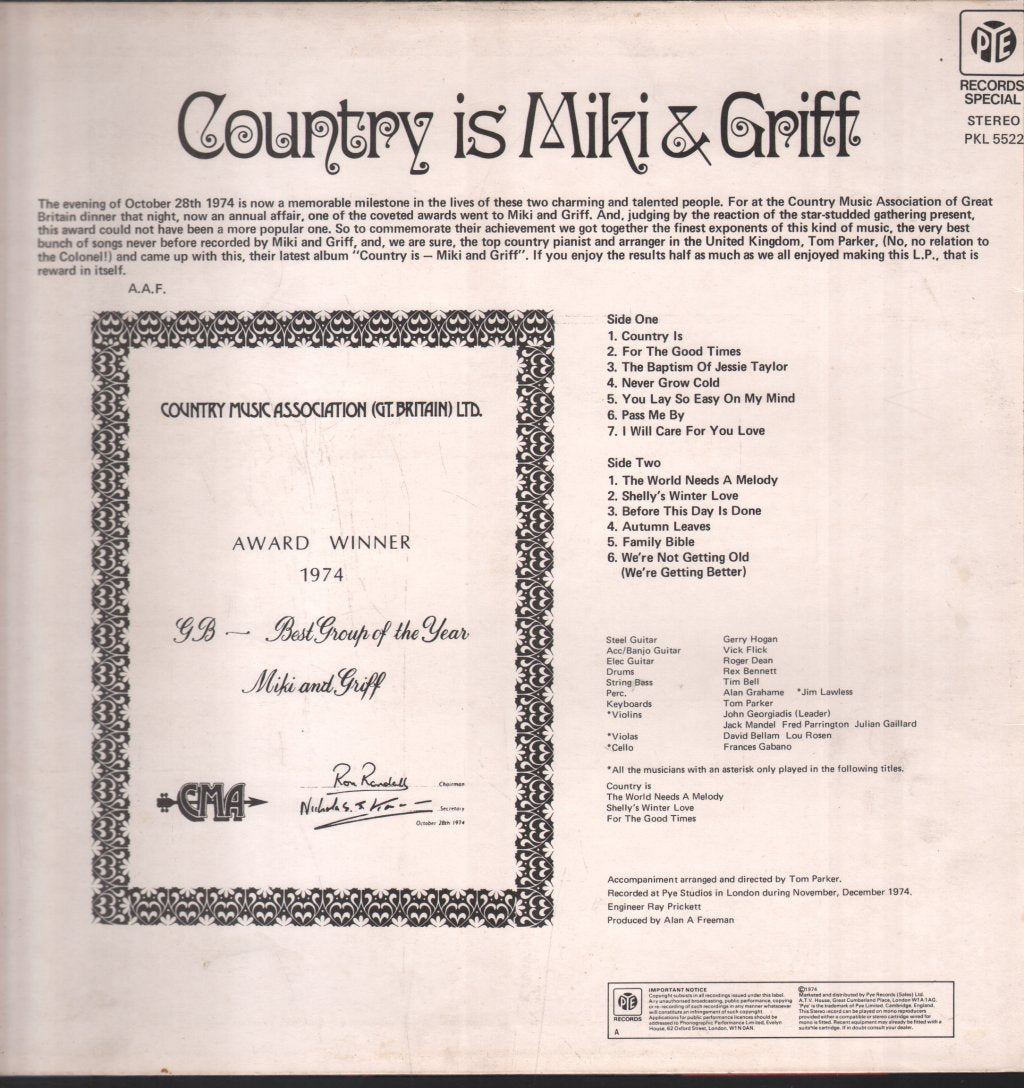 Miki And Griff - Country Is - Lp