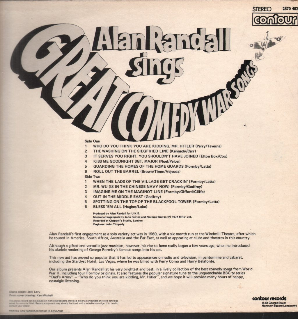 Alan Randall - Sings Great Comedy War Songs - Lp