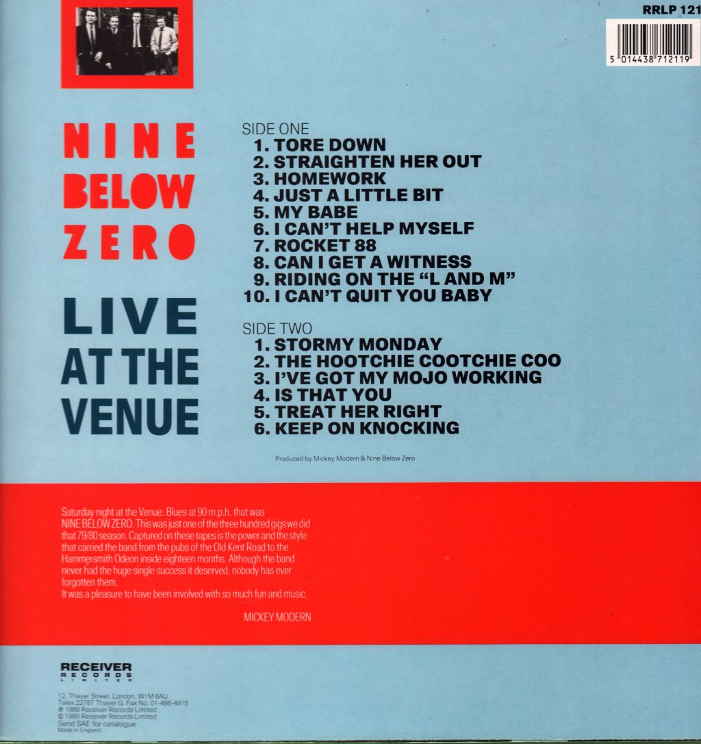 Nine Below Zero - Live At The Venue - Lp