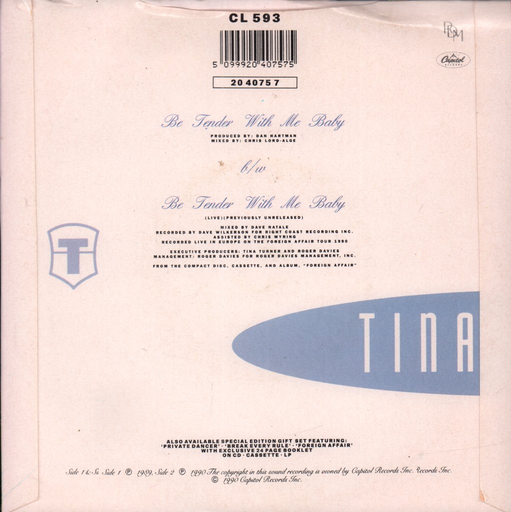Tina Turner - Be Tender With Me Baby - 7 Inch