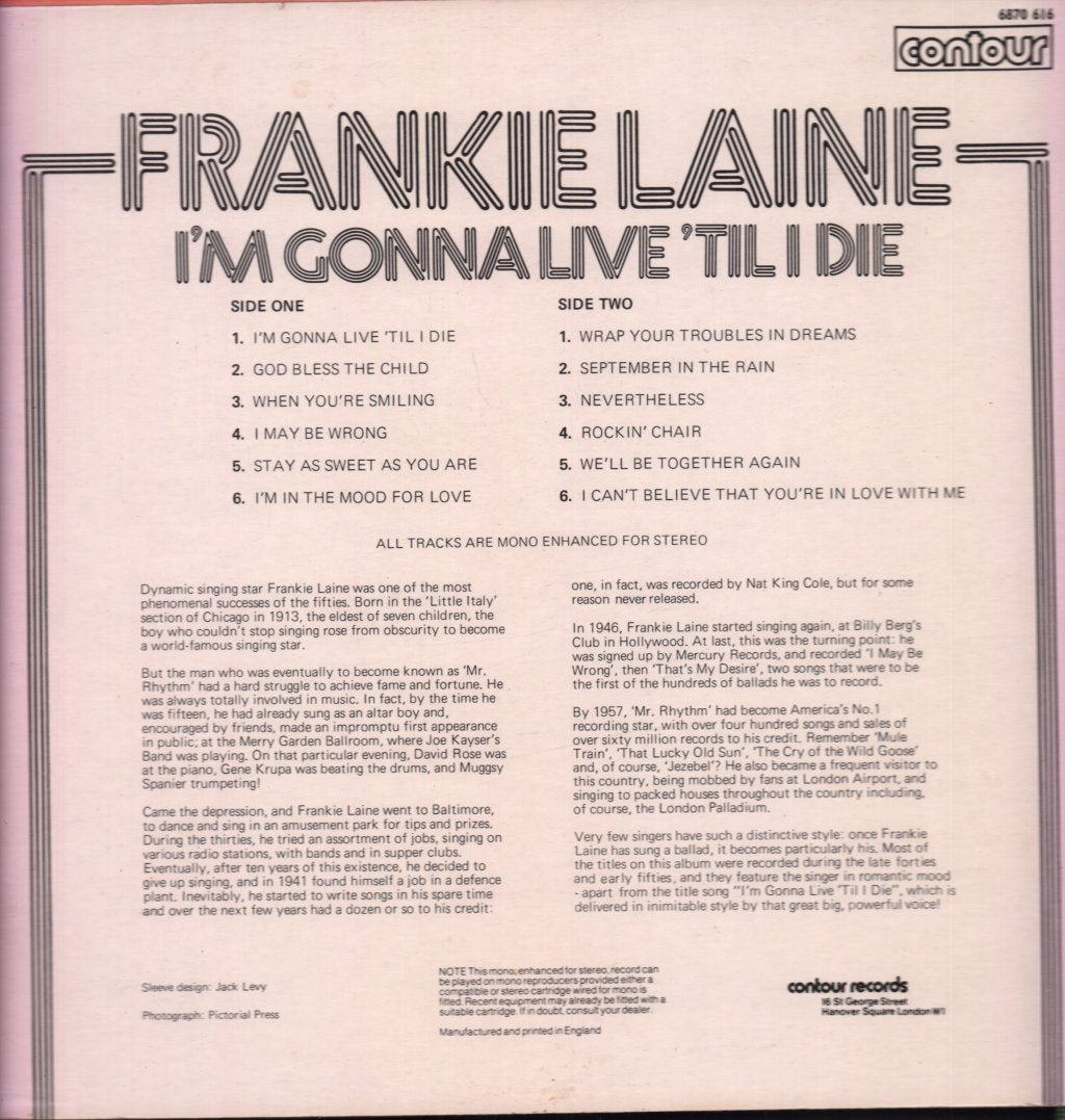 Frankie Laine - I'm Gonna Live Til I Die - Lp