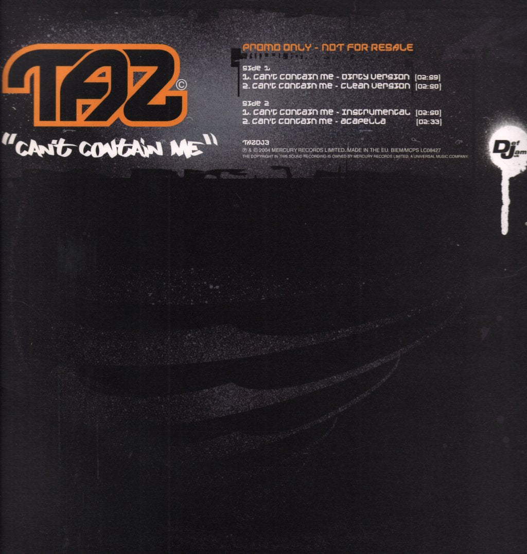 Taz - Can't Contain Me - 12 Inch