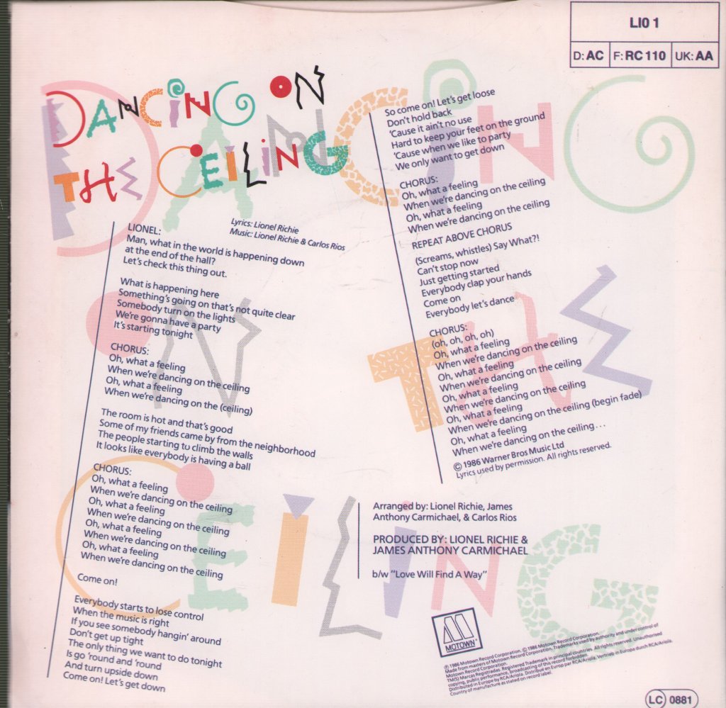 Lionel Richie - Dancing On The Ceiling - 7 Inch