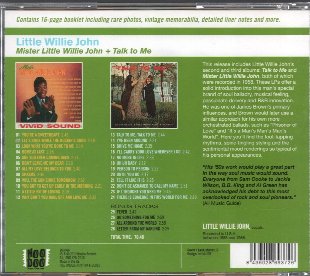 Little Willie John - Mister Little Willie John Plus Talk To Me - Cd