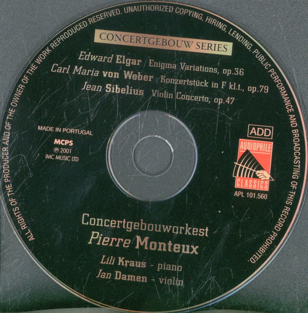 Concertgebouworkest, Pierre Monteux - Elgar / Sibelius - Enigma Variations / Konzertstück / Violin Concerto - Cd