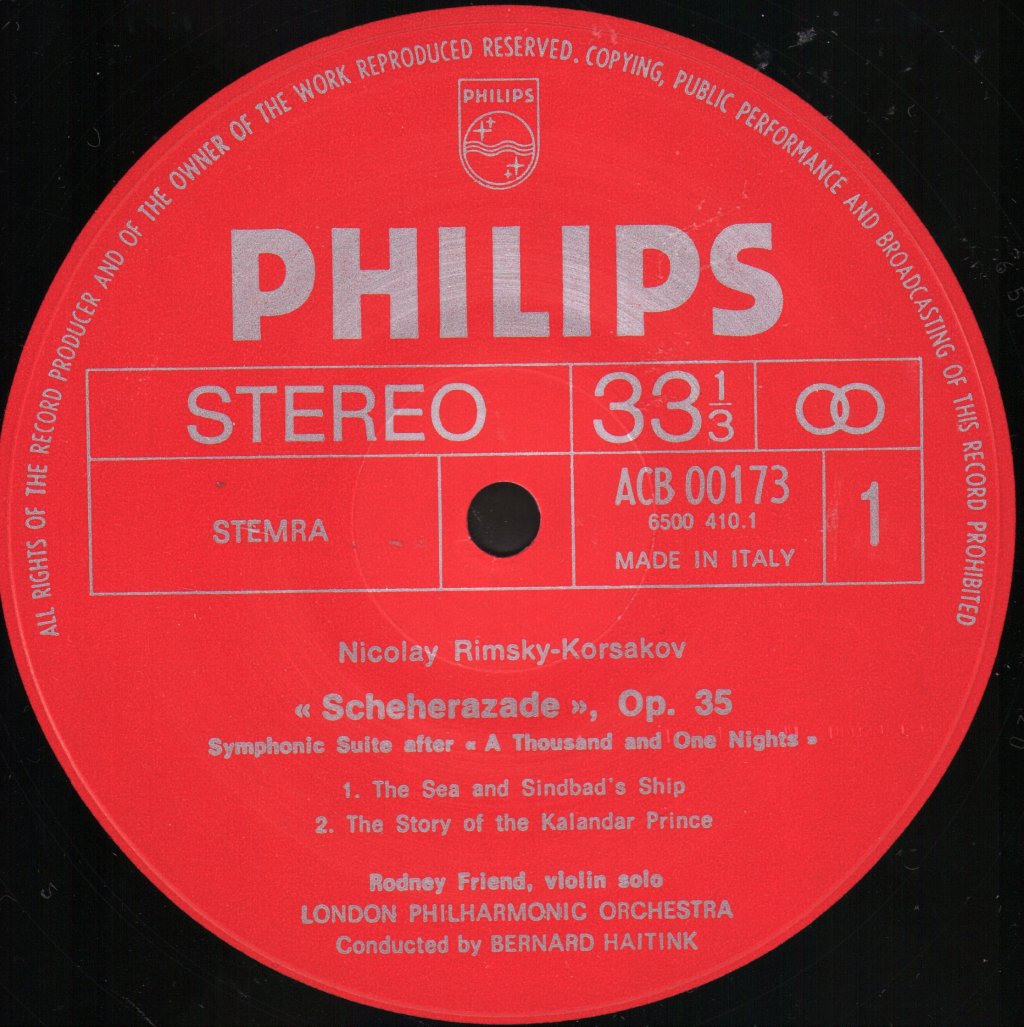 Bernard Haitink / London Philharmonic Orchestra - Rimsky-Korsakov - Scheherazade, Op. 35 - Lp