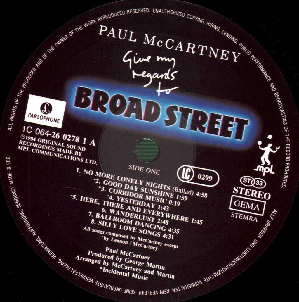 Paul McCartney - Give My Regards To Broad Street - Lp