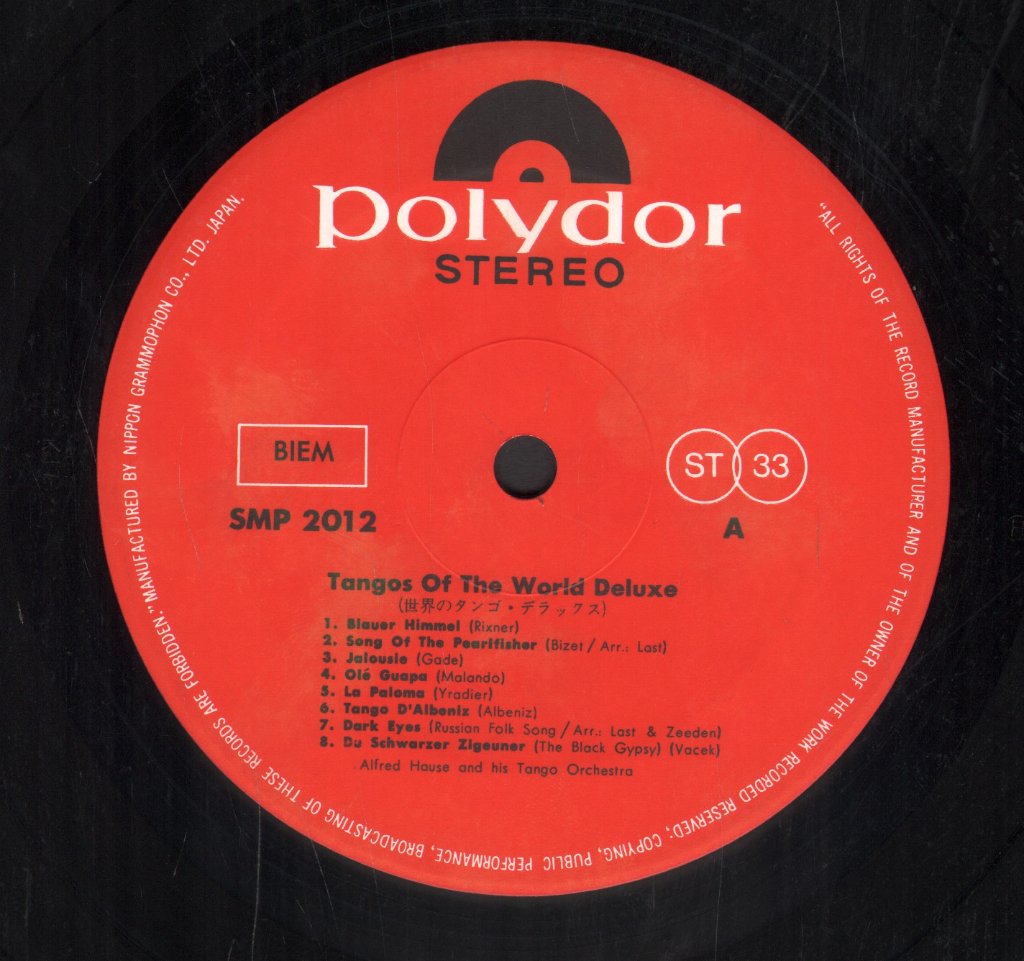 Alfred Hause And His Tango Orchestra - Tangos of The World Deluxe - Lp