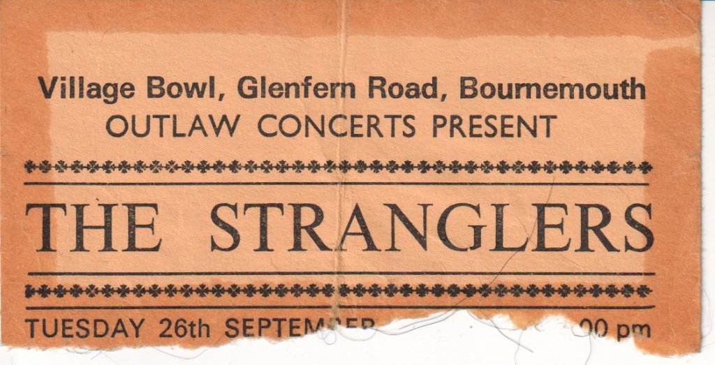 Stranglers - bournemouth village bowl 26th september 1978 - Ticket