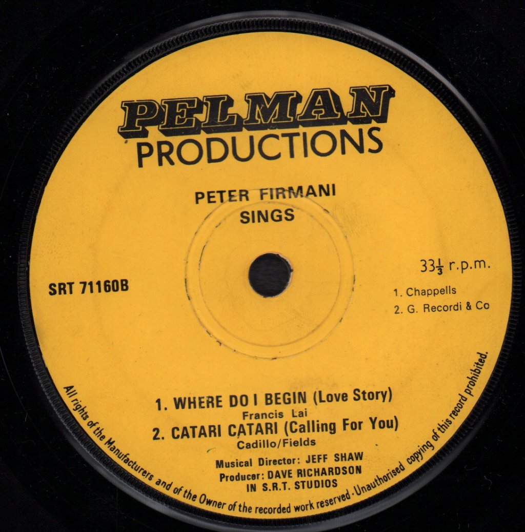 Peter Firmani - Peter Firmani Sings - 7 Inch