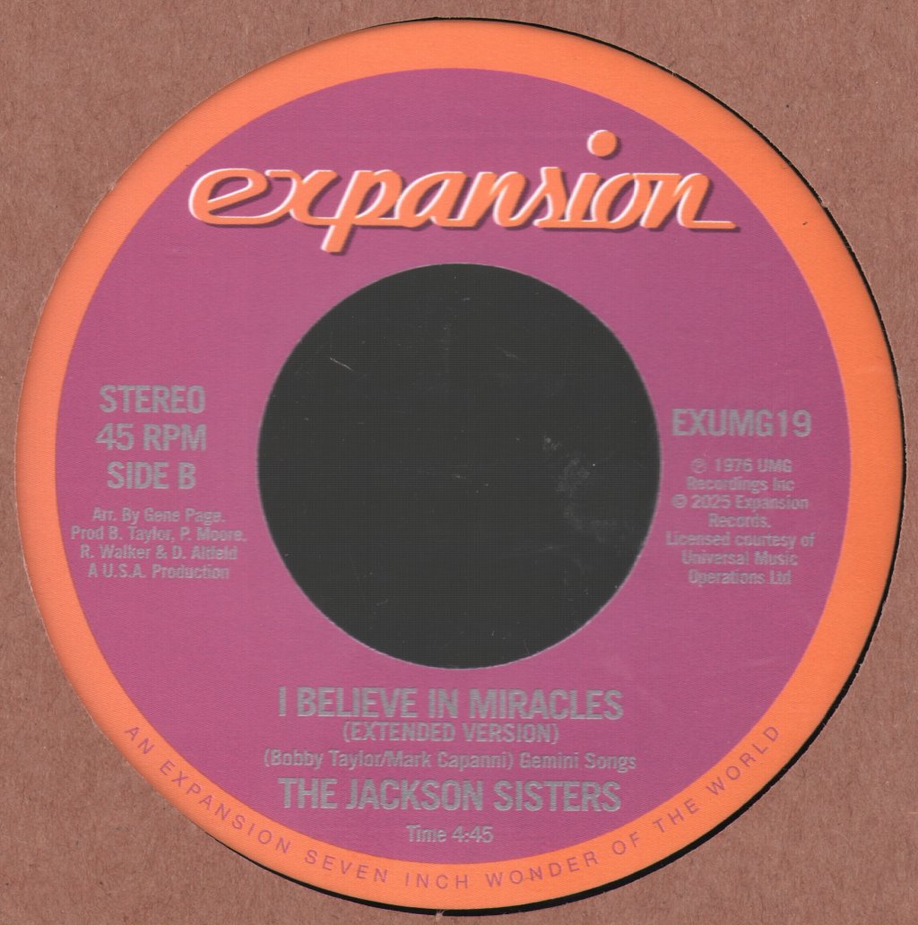 Jackson Sisters - I Believe In Miracles - 7 Inch