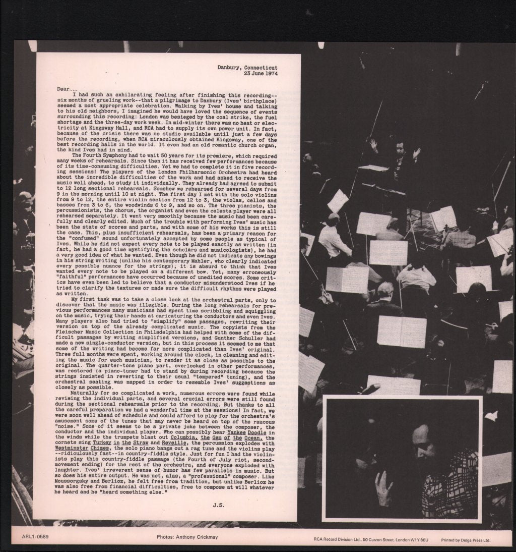London Philharmonic Orchestra / John Alldis Choir / Jose Serebrier - Charles Ives - Symphony #4 - Lp