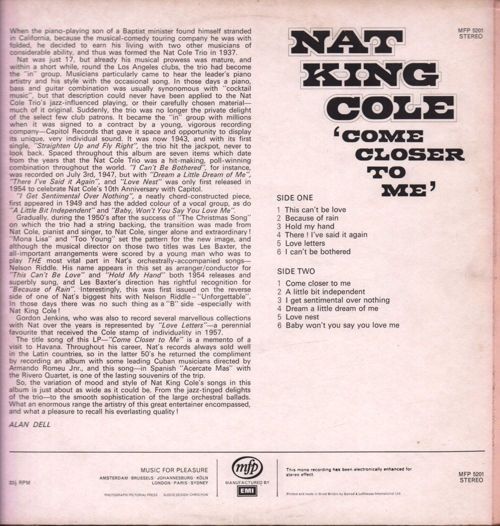 Nat King Cole - Come Closer To Me - Lp