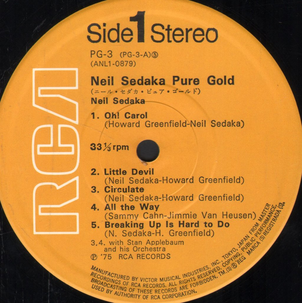Neil Sedaka - Oh! Carol And Other Big Hits - Lp