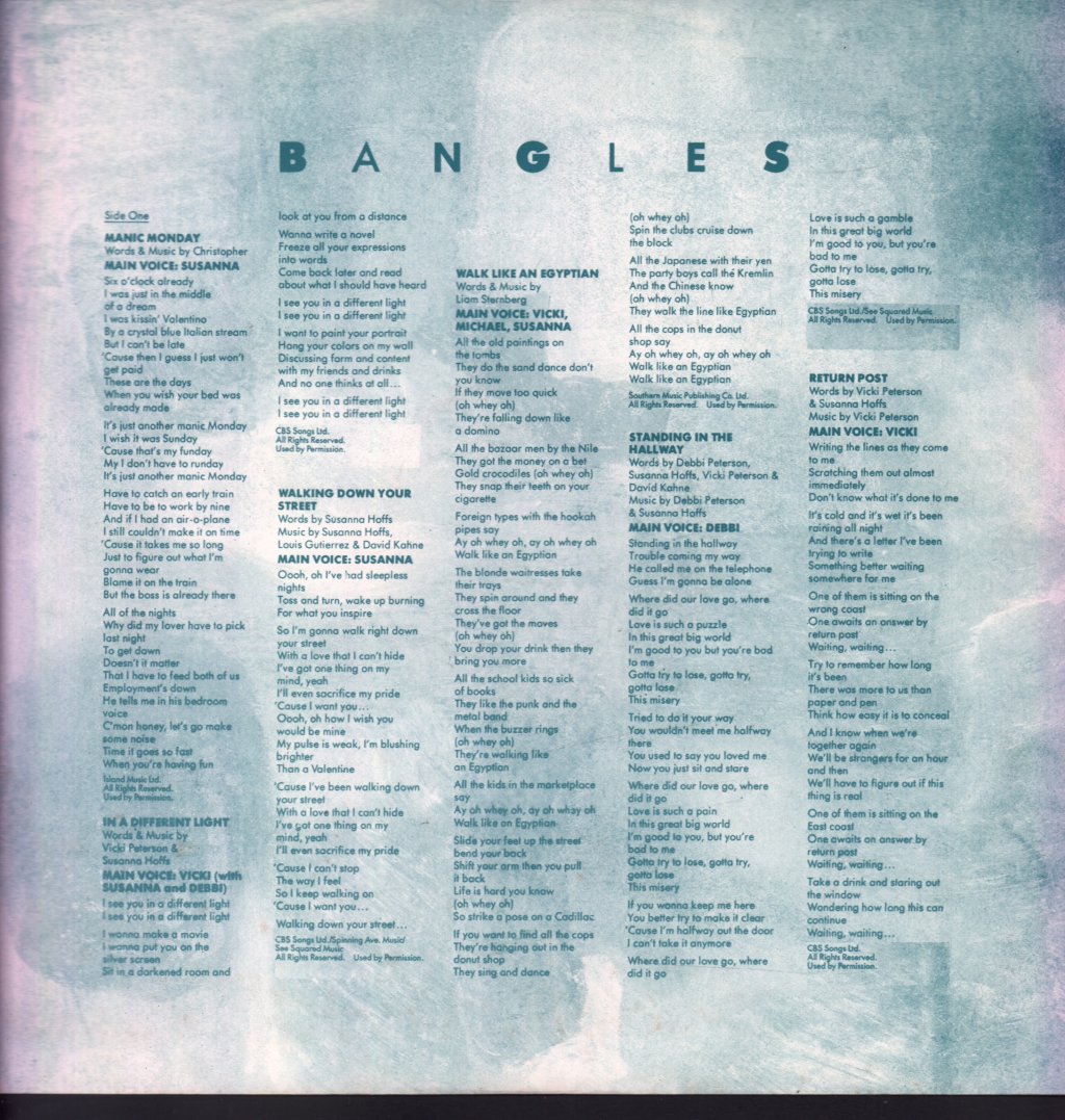 Bangles - Different Light - Lp