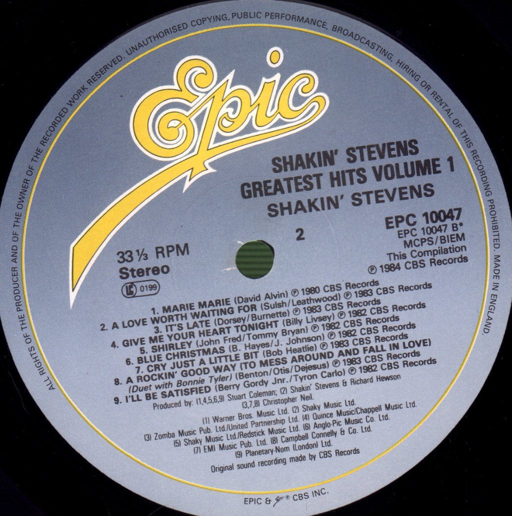 Shakin Stevens - Greatest Hits Volume 1 - Lp