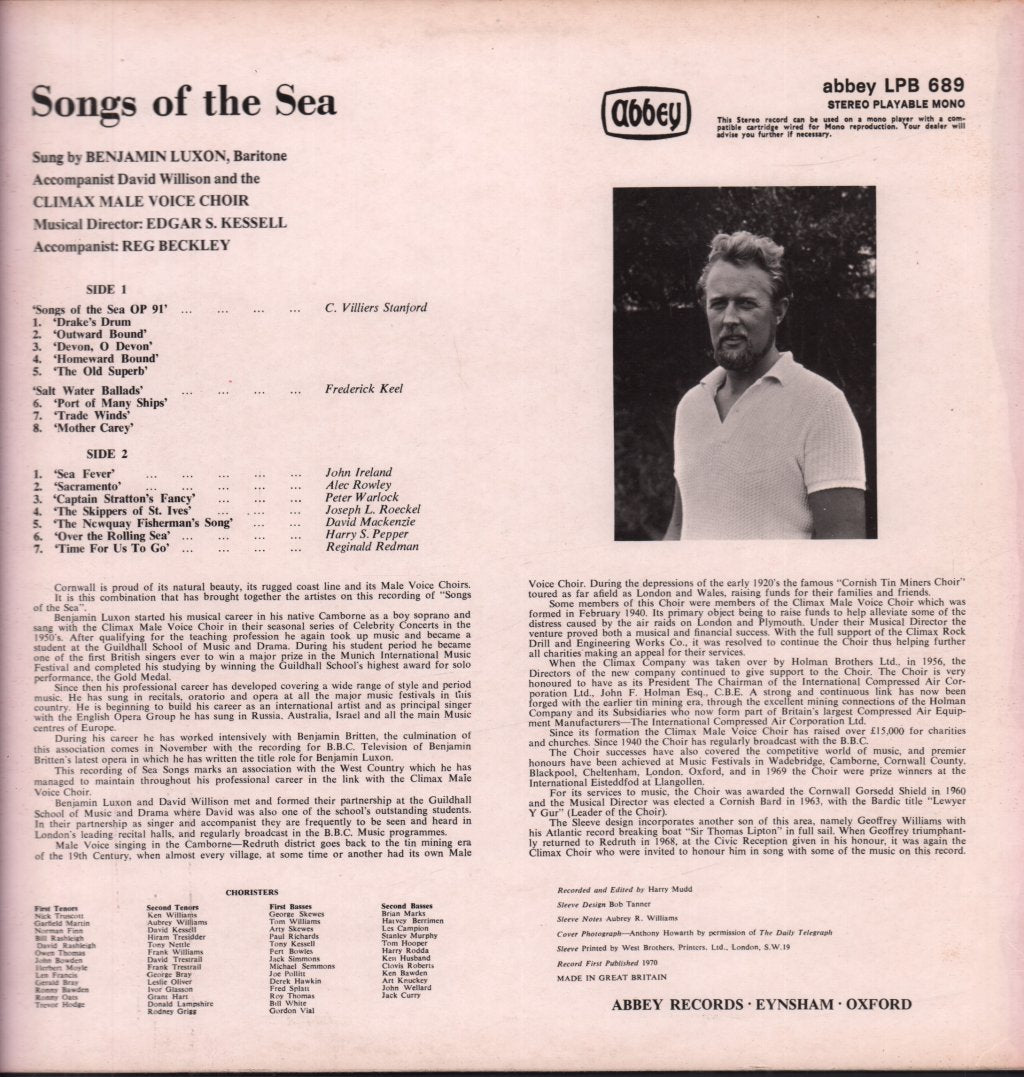 Benjamin Luxon And Climax Male Voice Choir - Songs Of The Sea - Lp