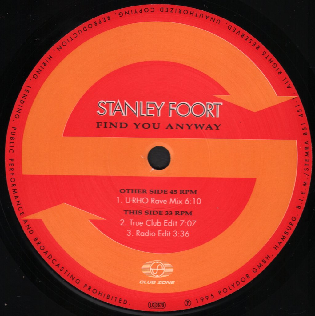 Stanley Foort - Find You Anyway - 12 Inch