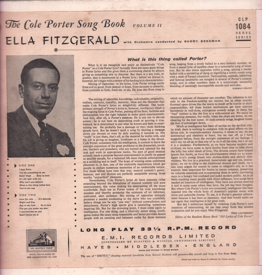 Ella Fitzgerald - Sings The Cole Porter Song Book Volume 2 - Lp