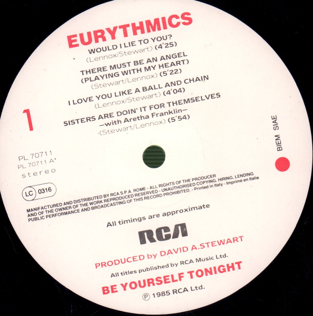 Eurythmics - Be Yourself Tonight - Lp