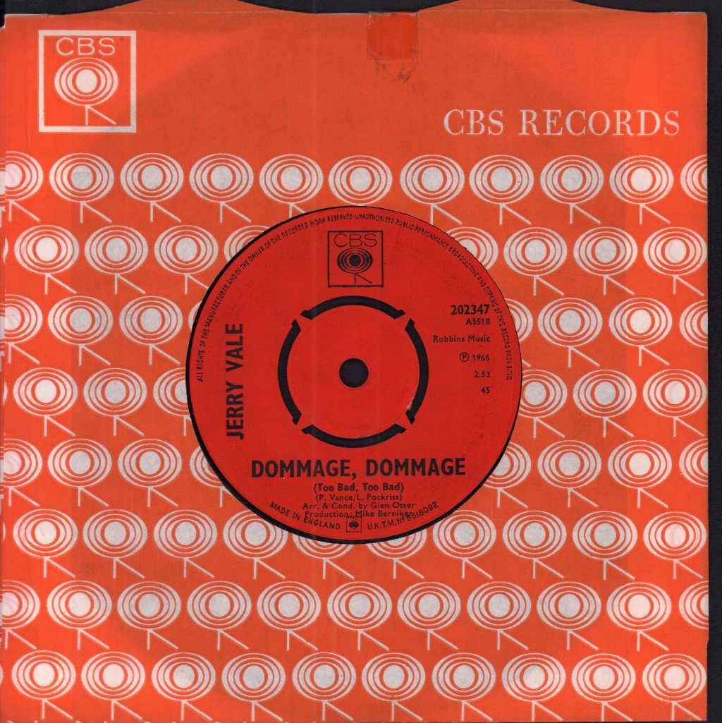 Jerry Vale - Dommage Dommage - 7 Inch