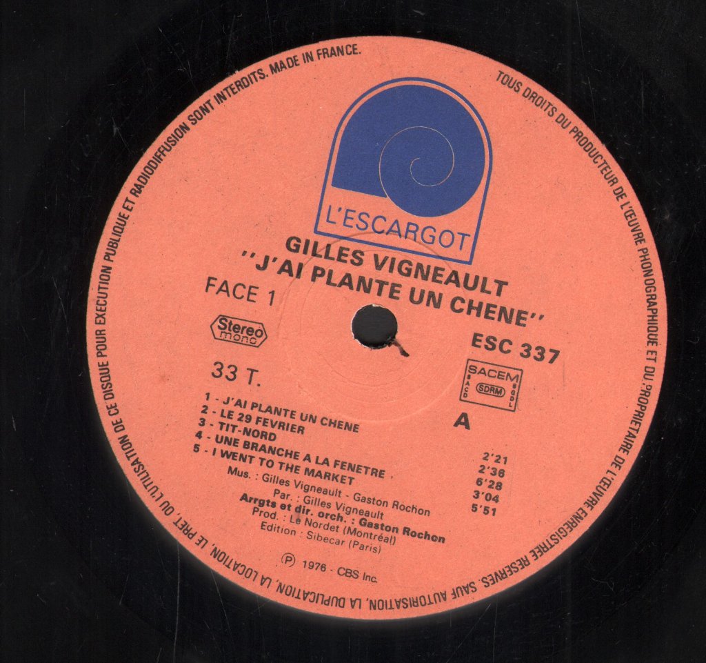 Gilles Vigneault - J'ai Planté Un Chêne... - Lp