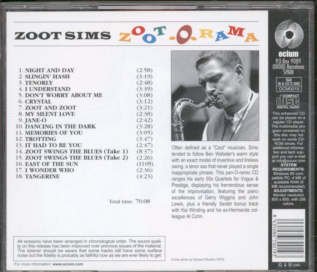 Zoot Sims - Zoot-o-rama - Cd