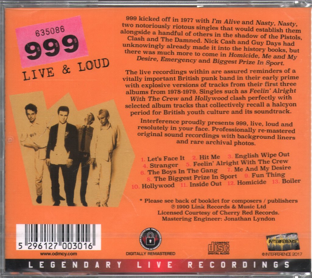999 - Live & Loud - Cd