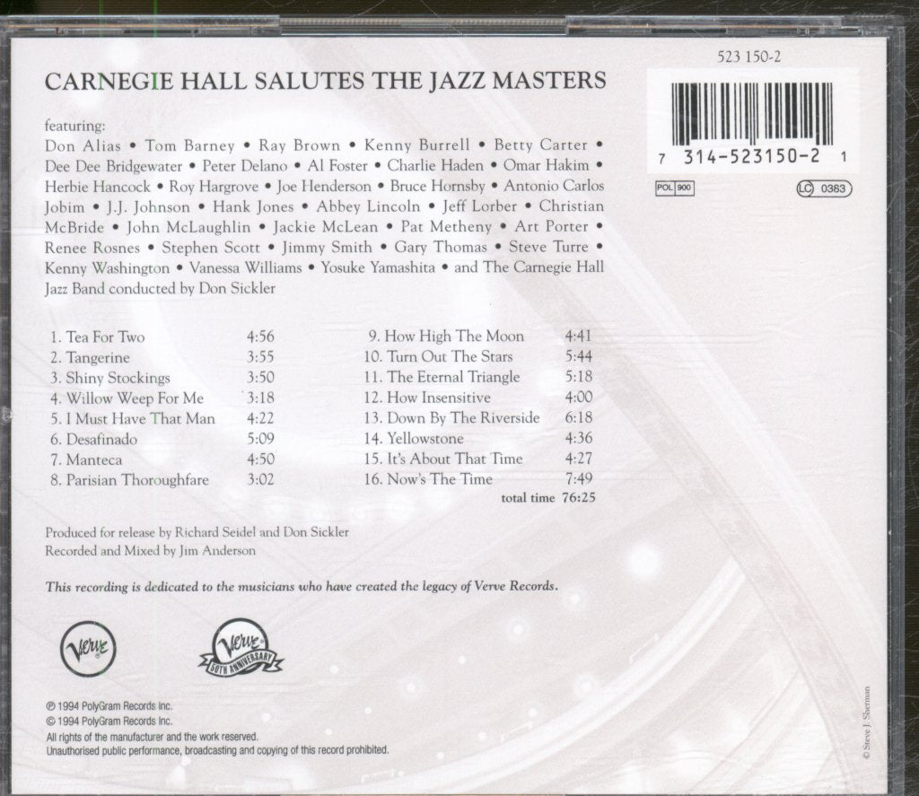 Carnegie Hall Jazz Band - Carnegie Hall Salutes The Jazz Masters - Cd
