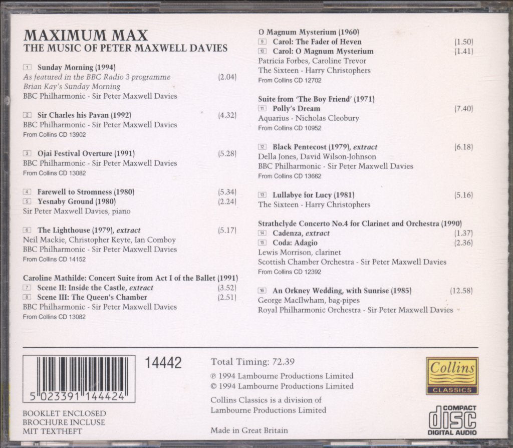 Peter Maxwell Davies - Maximum Max: The Music Of Peter Maxwell Davies - Cd