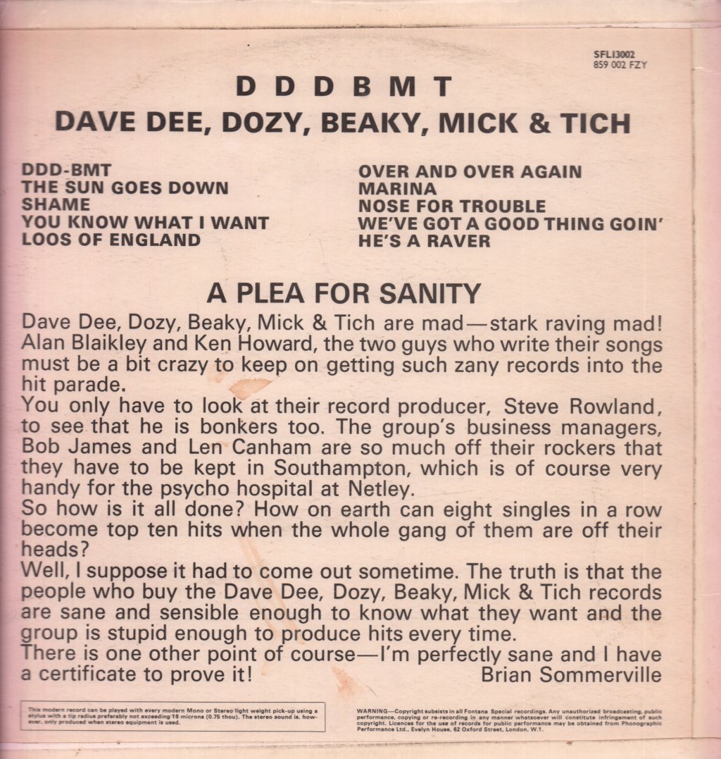 Dave Dee Dozy Beaky Mick And Tich - Dddbmt - Lp