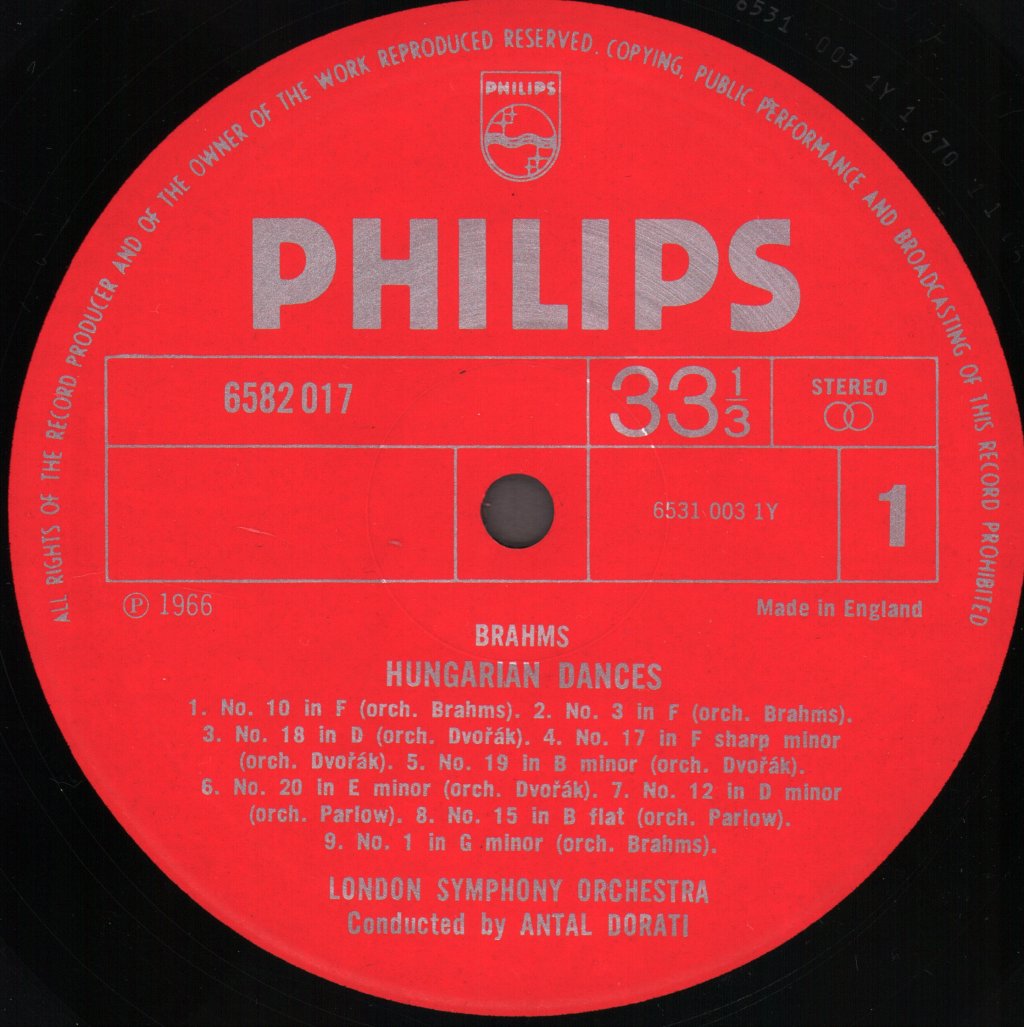 Antal Dorati / London Symphony Orchestra - Brahms - Hungarian Dances - Lp