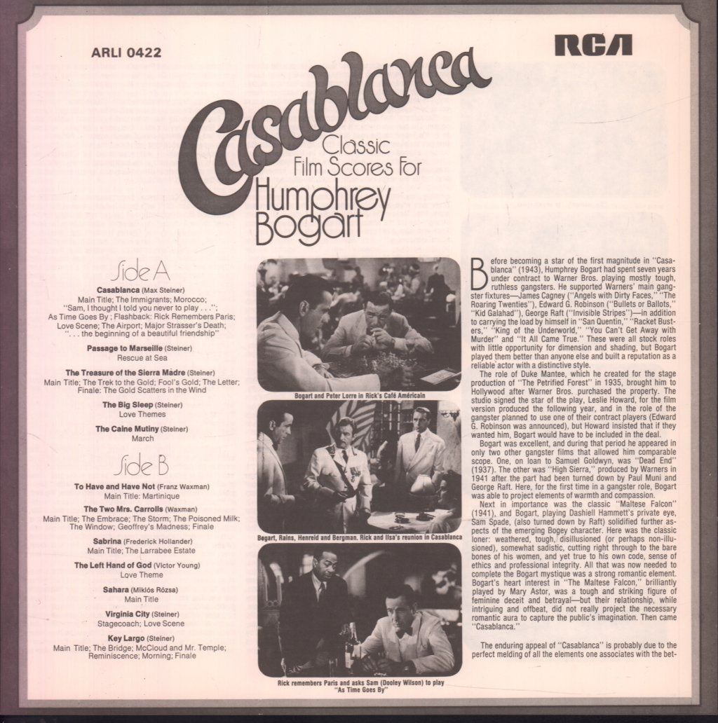 National Philharmonic Orchestra - Casablanca Classic Film Scores For Humphrey Bogart - Lp