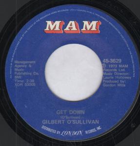 Gilbert O'Sullivan - Get Down - 7 Inch