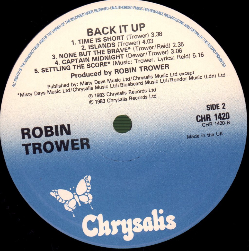 Robin Trower - Back It Up - Lp