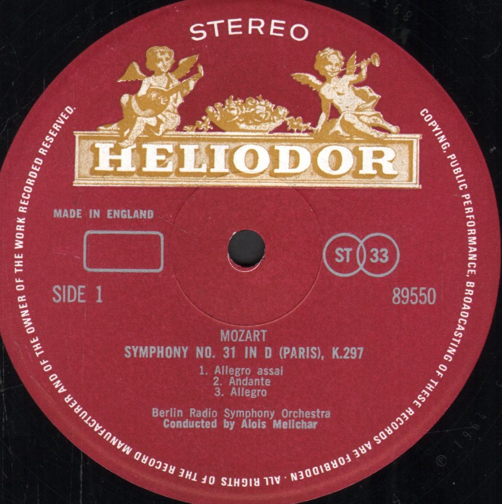 Alois Melichar / Berlin Radio Symphony Orchestra - Mozart - Symphony No.31 In D Major, K297 Paris - Lp