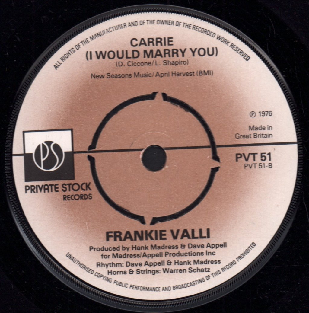 Frankie Valli - Fallen Angel - 7 Inch