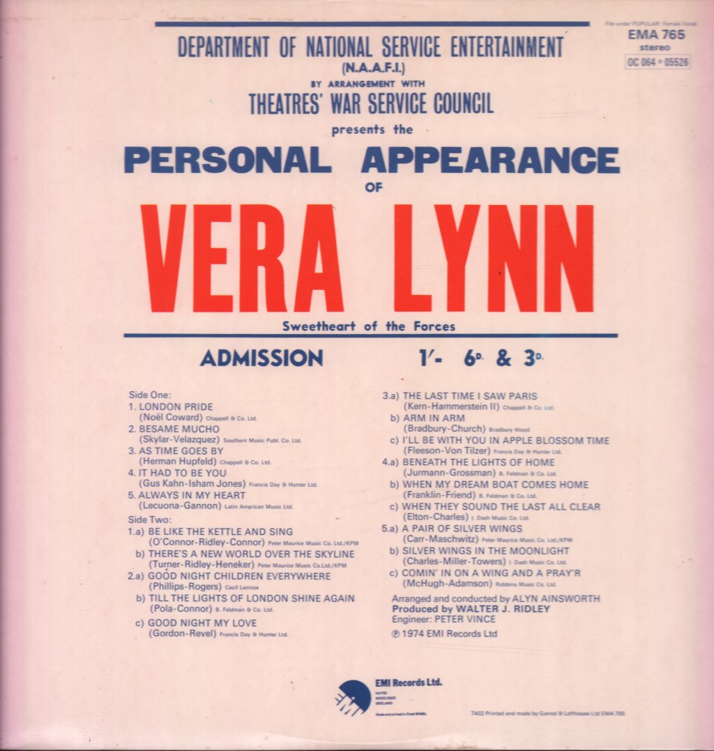Vera Lynn - Remembers World At War - Lp