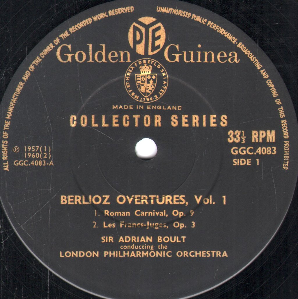Sir Adrian Boult / London Philharmonic Orchestra - Berlioz Overtures, Vol. 1 - Lp