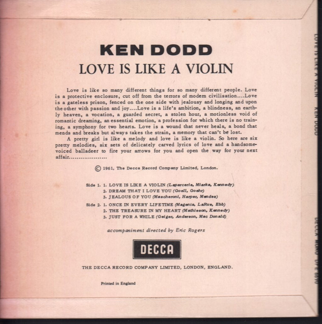 Ken Dodd - Love Is Like A Violin - 7 Inch