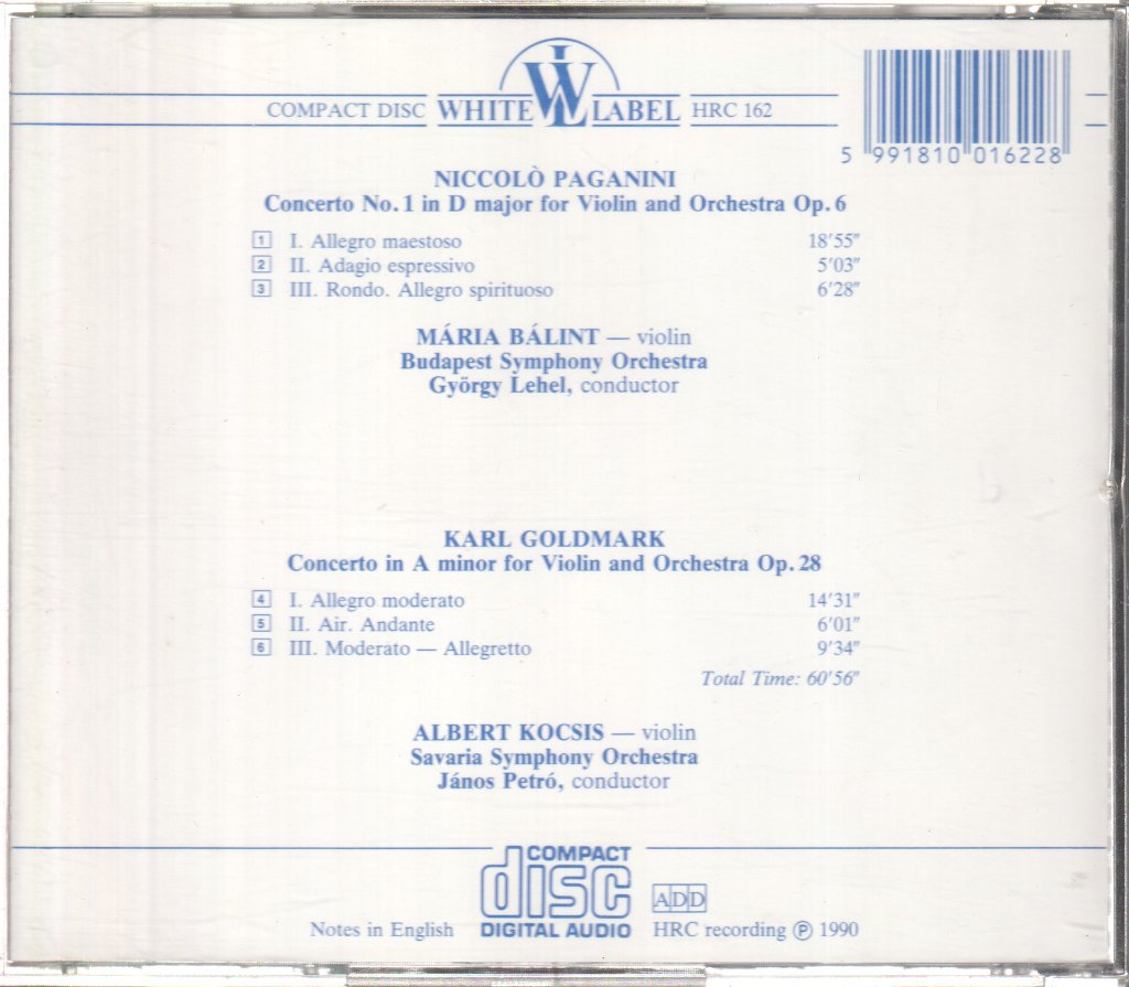 Mária Bálint • Albert Kocsis - Paganini / Goldmark - Violin Concertos - Cd